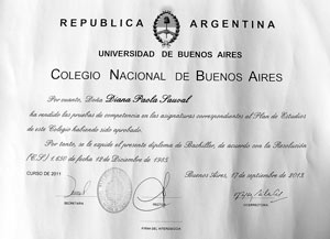 Diana Sauval - Egresada 2011 del Colegio Nacional Buenos Aires - Universidad de Buenos Aires